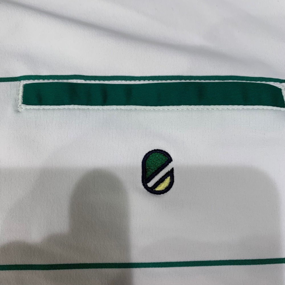 Extracurricular Polo Shirt Mens Medium White Green Stripe Performance Golf - Picture 4 of 8